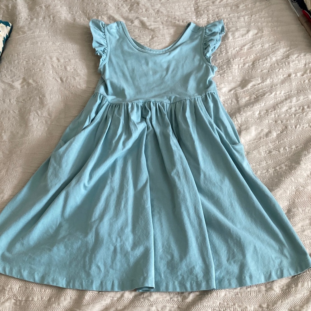Hanna Andersson Light Blue Flutter Sleeve Skater Dress
